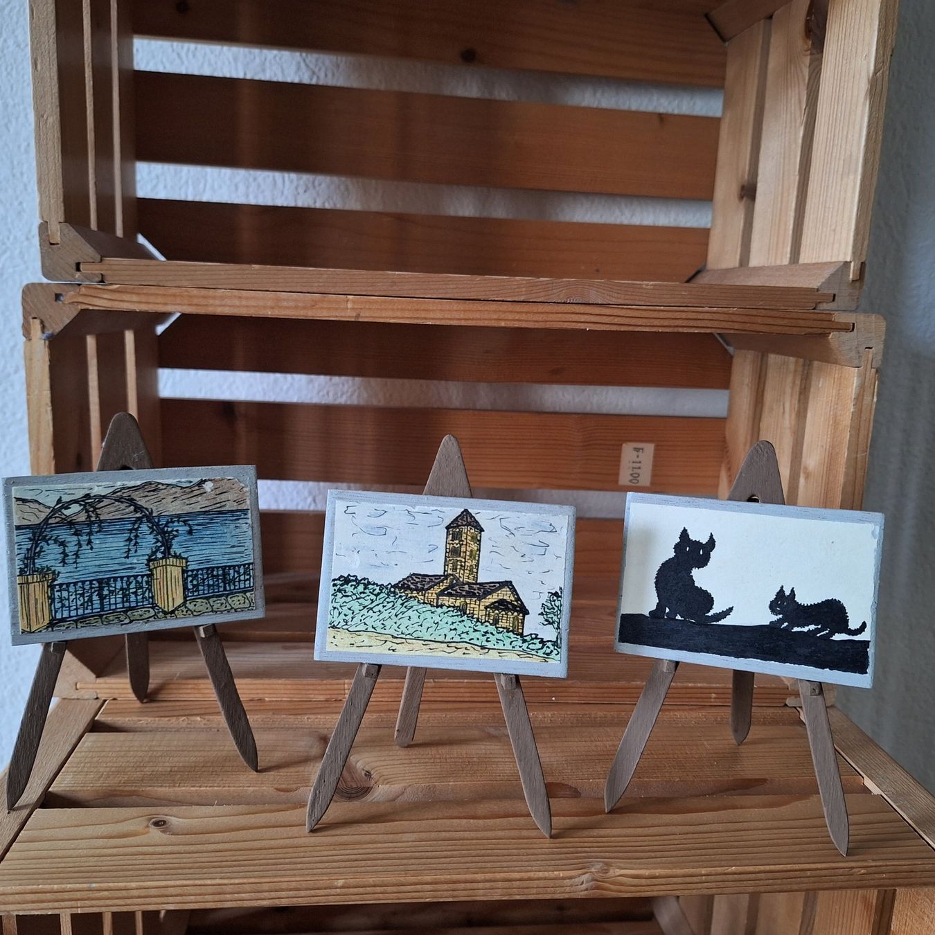 Tutte le decorazioni: Versand möglich! Selbst hergestellte, Mini Bilder, Staffelei – Usato da Winterthur venduto da Goldpipau