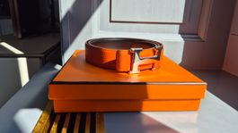 Ceinture Hermès 90 double orange/noire
