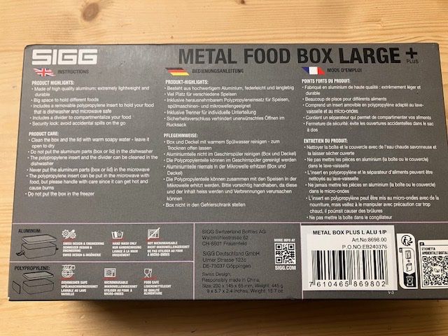 Cucine complete: SIGG Metal Food Box Plus Large – Nuovo e nell'imballaggio originale da Thalwil venduto da Trainspotter 2