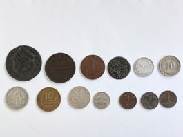 Lot antike Münzen von 1750 bis 1950, Bronze, Kupfer, Silber