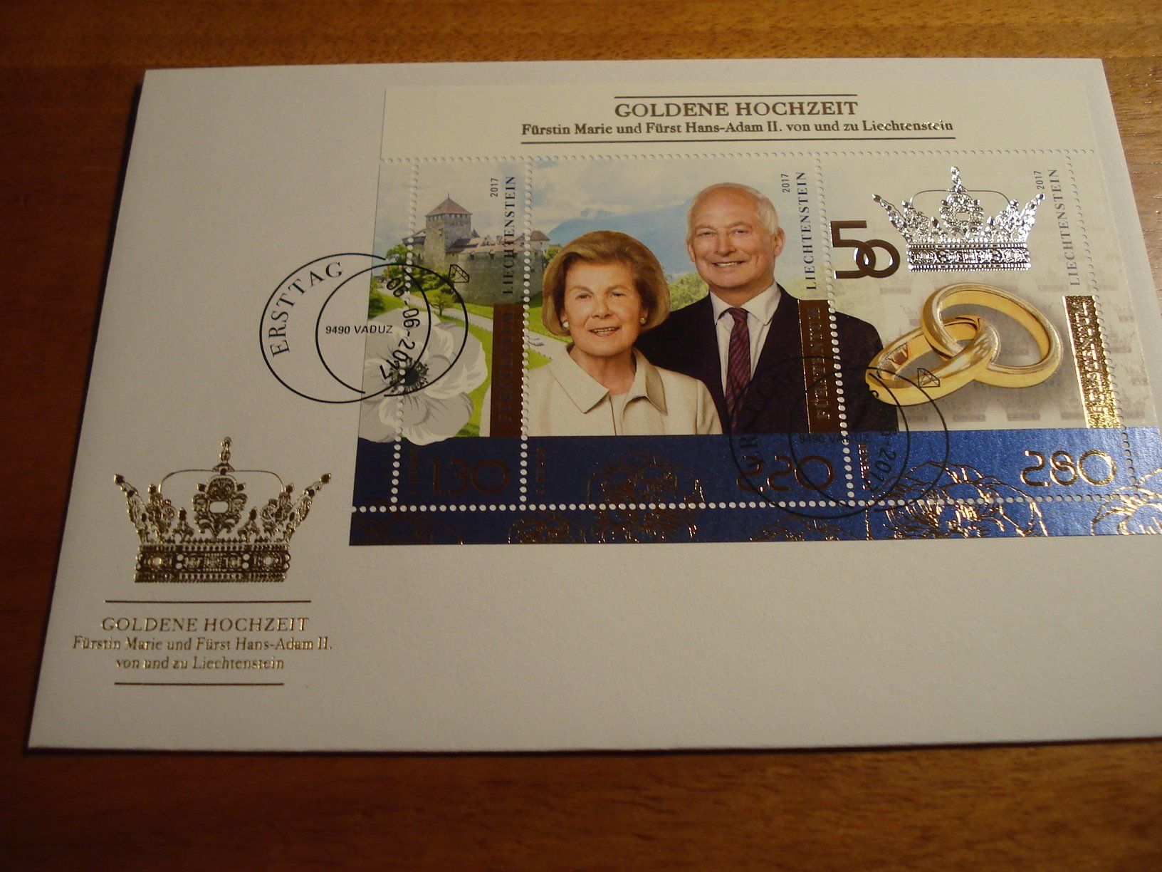 Tous les timbres: Liechtenstein FDC Block 2017, Goldene Hochzeit – D'occasion à Niederwil AG par morostahu
