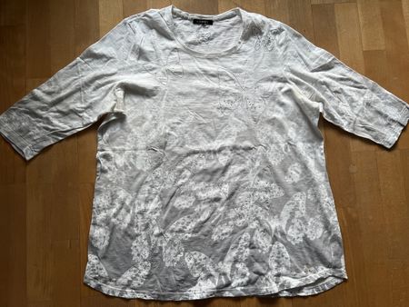 Olsen Shirt Gr. 44 weiss Glitzer Schmetterlinge Baumwolle