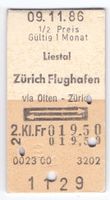 Billette Liestal - Zürich Flughafen via Olten - Zürich
