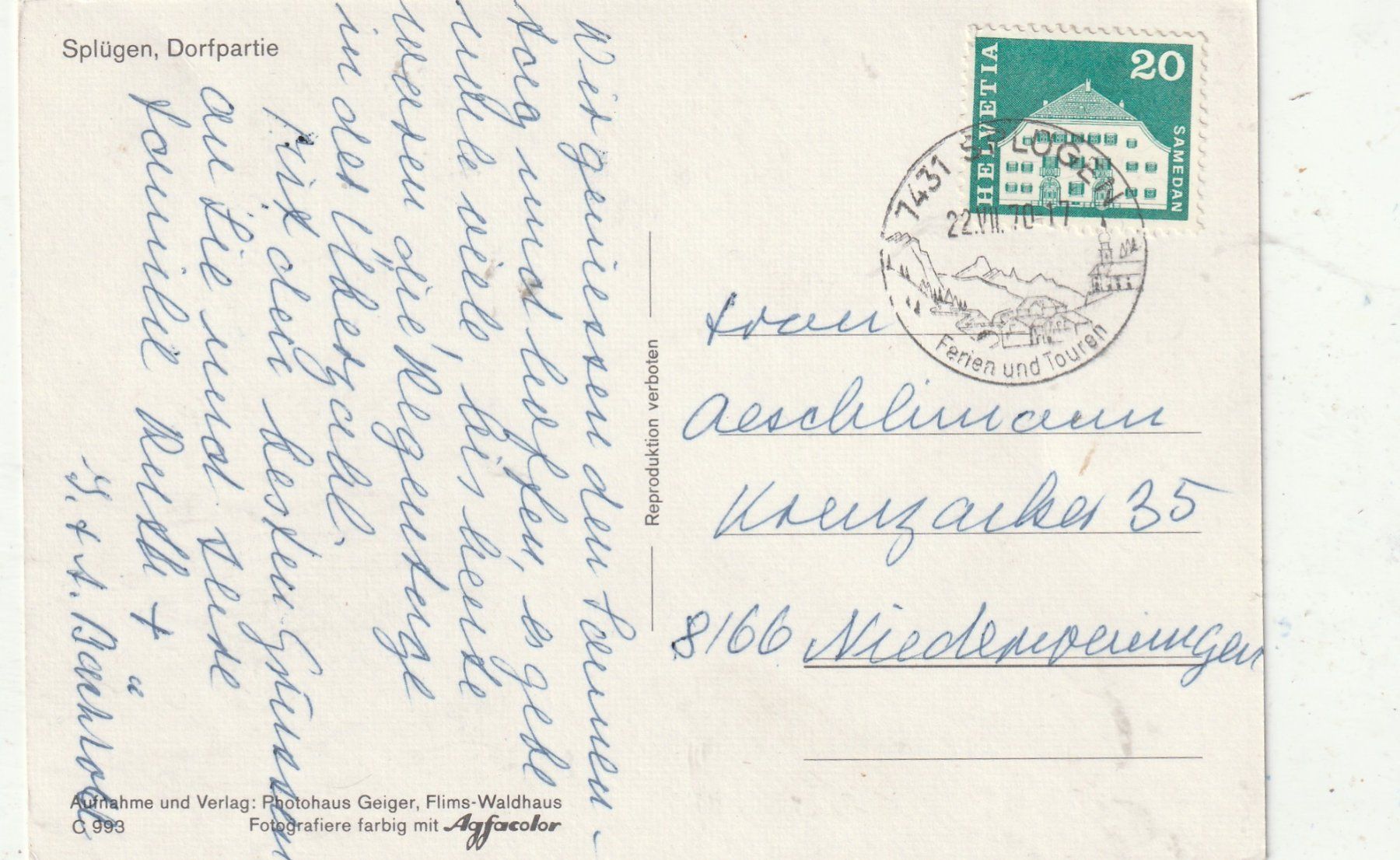 Cartoline postali: Splügen Dorfpartie – Usato da Lumbrein venduto da made02 1