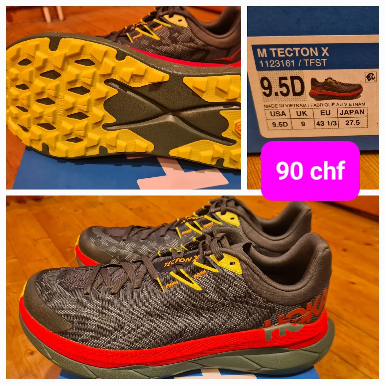 Hoka One One Scarpe da uomo: Basket Trail Hoka Tecton X 43 1/3 – Nuovo e nell'imballaggio originale da Corbeyrier venduto da hel_t5mq