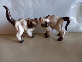 2 Siamkatzen-Figuren aus Keramik, Deko, für Sammler