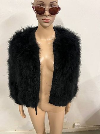 Veste Sonia Rykiel en plumes de marabou noires
