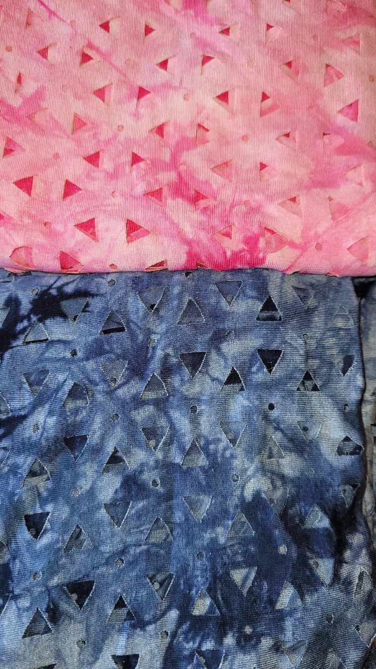 Stoffe: 2x Batik-Jersey - rosa/pink und blau – Neu (gemäss Beschreibung) aus Madiswil von fabrics 3
