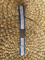 selbstgenähter Kindergürtel "Pilz", blau, 66 cm, unikat