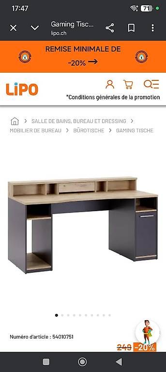 Scrivanie: Bureau gaming Lipo – Usato da Réchy venduto da tan_bg5m