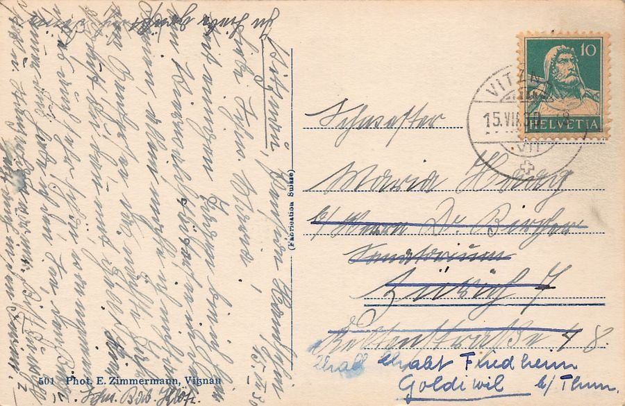 Cartoline postali: Vitznau mit Wasserfall, gelaufen 1930 – Usato da Frauenfeld venduto da POML 1