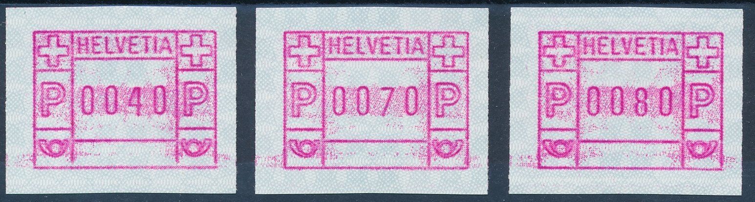 Tutti i francobolli: ATM 4 Tastensatz 40 / 70 / 80 ** postfrisch – Nuovo (secondo la descrizione) da Luzern venduto da atms