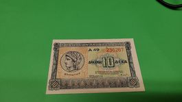 Seltene griechische 10 Drachmen Banknote, Top 1940