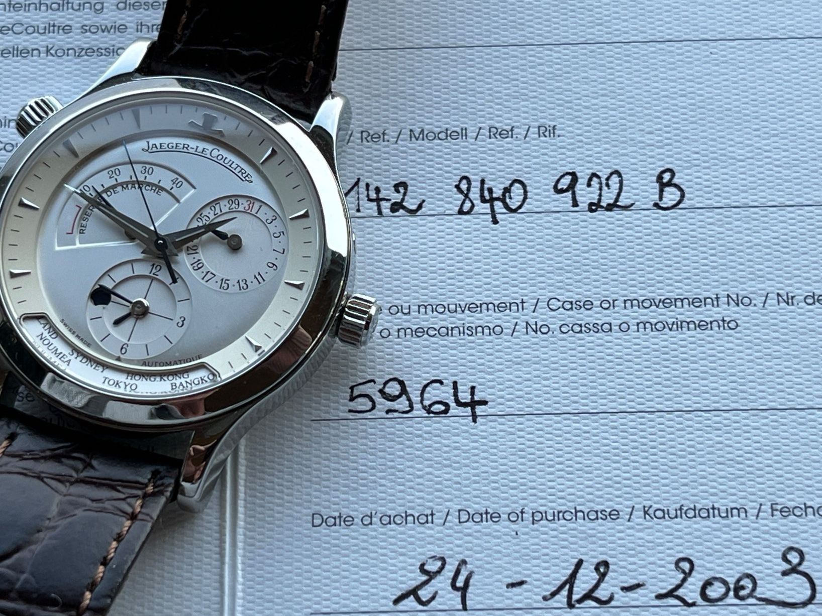 Jaeger-Lecoultre Orologi: JAEGER-LECOULTRE MASTER CONTROL GEOGRAPHIC 142 840 922 B – Usato da Beinwil am See venduto da watchfever 3