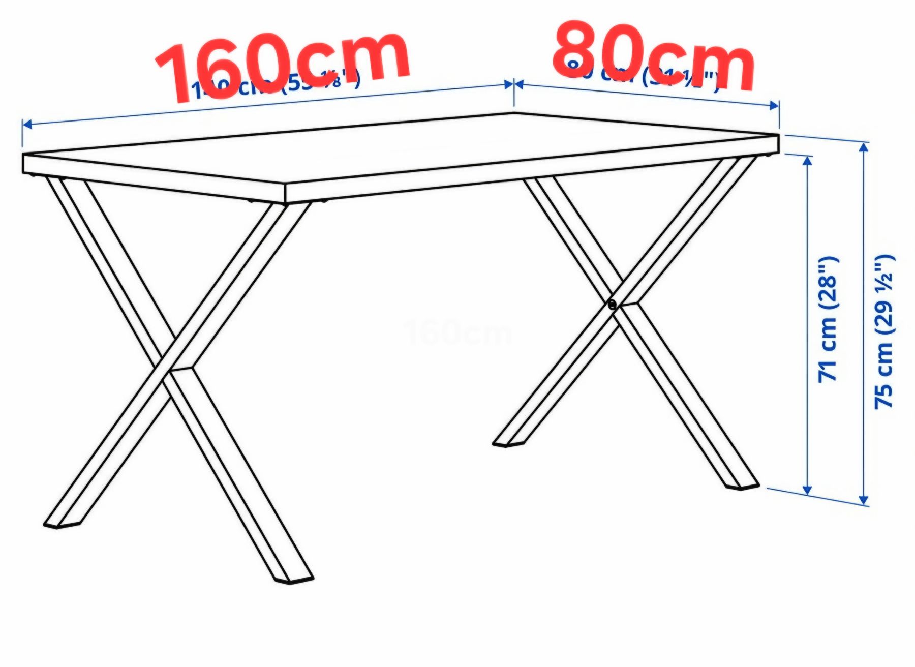 Ikea Tavoli: Tisch mit weisser Platte 160x80 – Usato da Holziken venduto da butterfly48