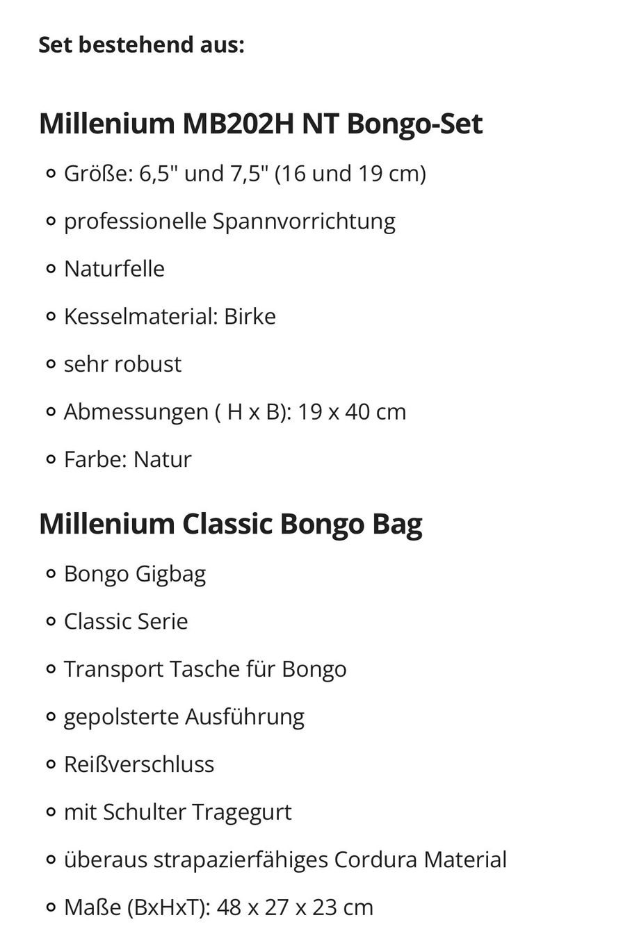 Strumenti musicali: Millenium Bongo Set natur + Gigbag – Usato da Jona venduto da Anastasia82 1