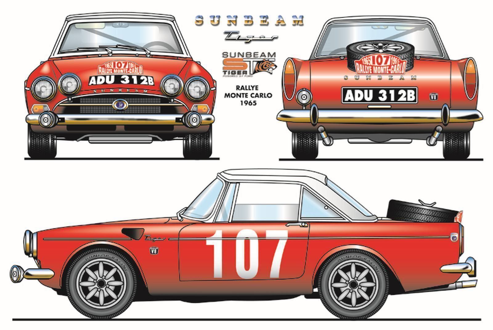 Insegne: Blechschild-SUNBEAM TIGER MONTE CARLO – Nuovo e nell'imballaggio originale da Rupperswil venduto da big-one-sale