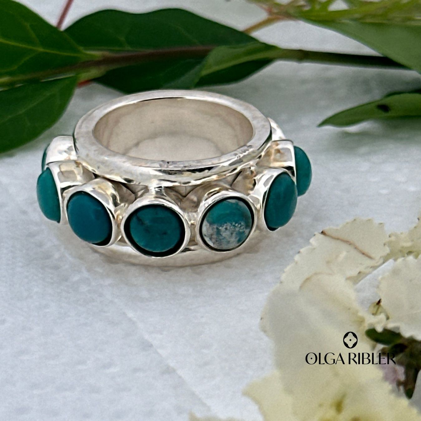 Olga Ribler Anelli: Statement Silber Ring 925 Grösse 54 - Türkise – Nuovo (secondo la descrizione) da Luzern venduto da Schmuckoutlet 1