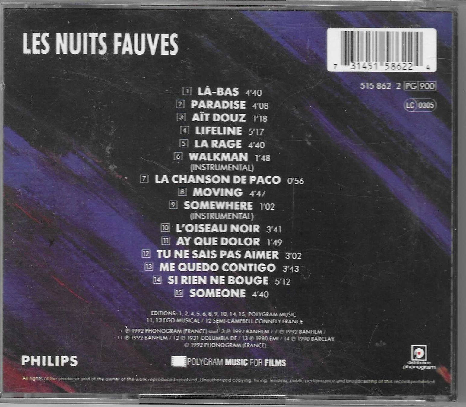 CDs: LES NUITS FAUVES – D'occasion à Bex par Giorgiob 1
