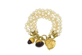 Vintage Chanel Perlen Siegel Armband RARE 90iger Jahre*S4626