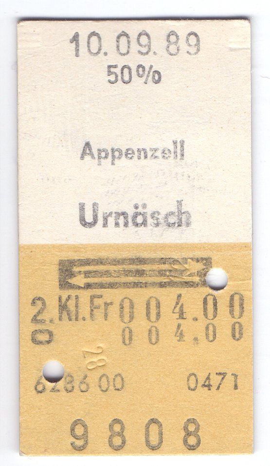 Biglietti: Billette Appenzell - Urnäsch – Usato da Langenthal venduto da Sammlungs_aus