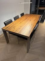 Massivholz-Tisch Nussbaum 220×100 cm | Edelstahl | Interio