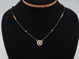 Kette 750/1000 Gelbgold - Onyxkügeli & Brillanten (100363p80