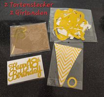 Neu; 2 Geburtstags-Girlanden + 2 Tortenstecker