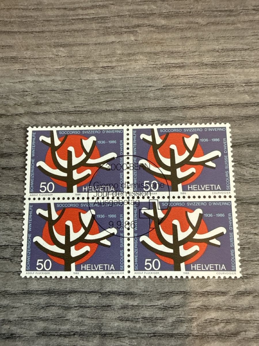 Alle Briefmarken: Schweizer Briefmarken, Winterhilfe 1936-1986, 4er Block. – Neu (gemäss Beschreibung) aus Tafers von Re.Ts