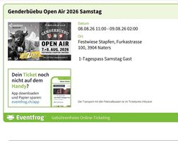 Genderbüebu Openair Tickets für Samstag