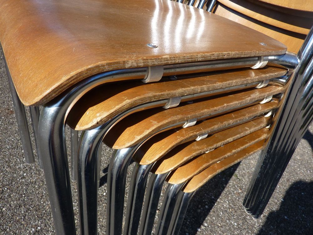 7 Stühle Holzstühle Stapelstühle Seminarstühle stapelbar 5
