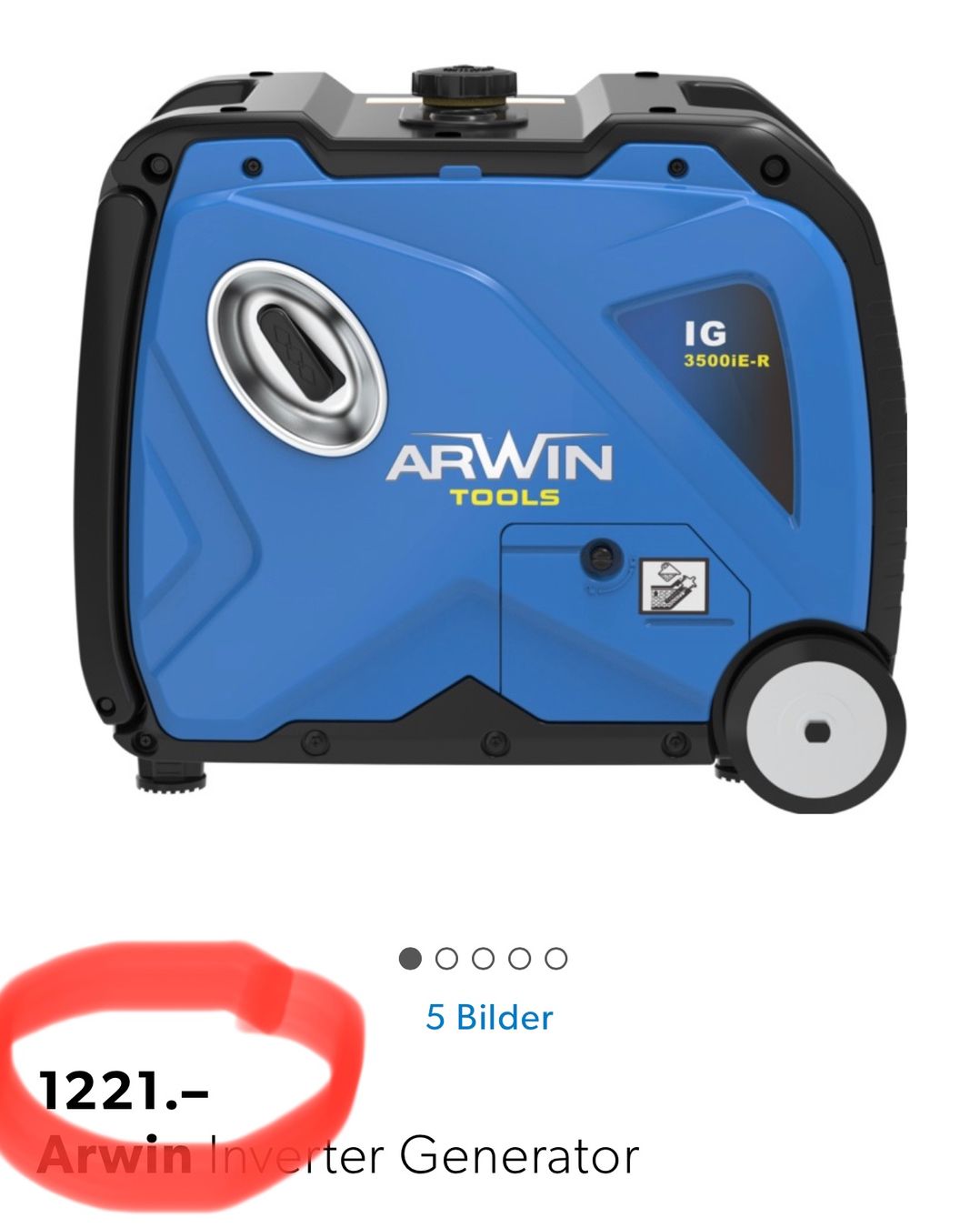 Generatori di corrente: neuer leiser Strom-Generator ARWIN IG3500i-E statt 1221.- – Nuovo e nell'imballaggio originale da Necker venduto da liq24 4