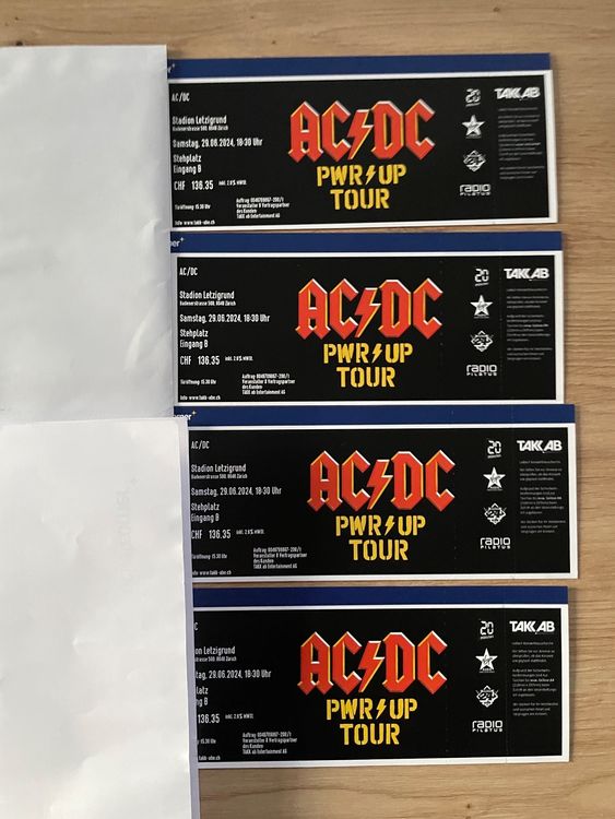 AC/DC Tickets 4 Stk, 29.06.2024 Zürich (Neu (gemäss Beschreibung)) in ...