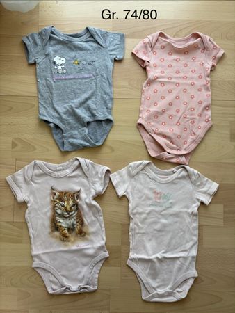 4x Kurzarm Bodys Gr. 74/80 Mädchen