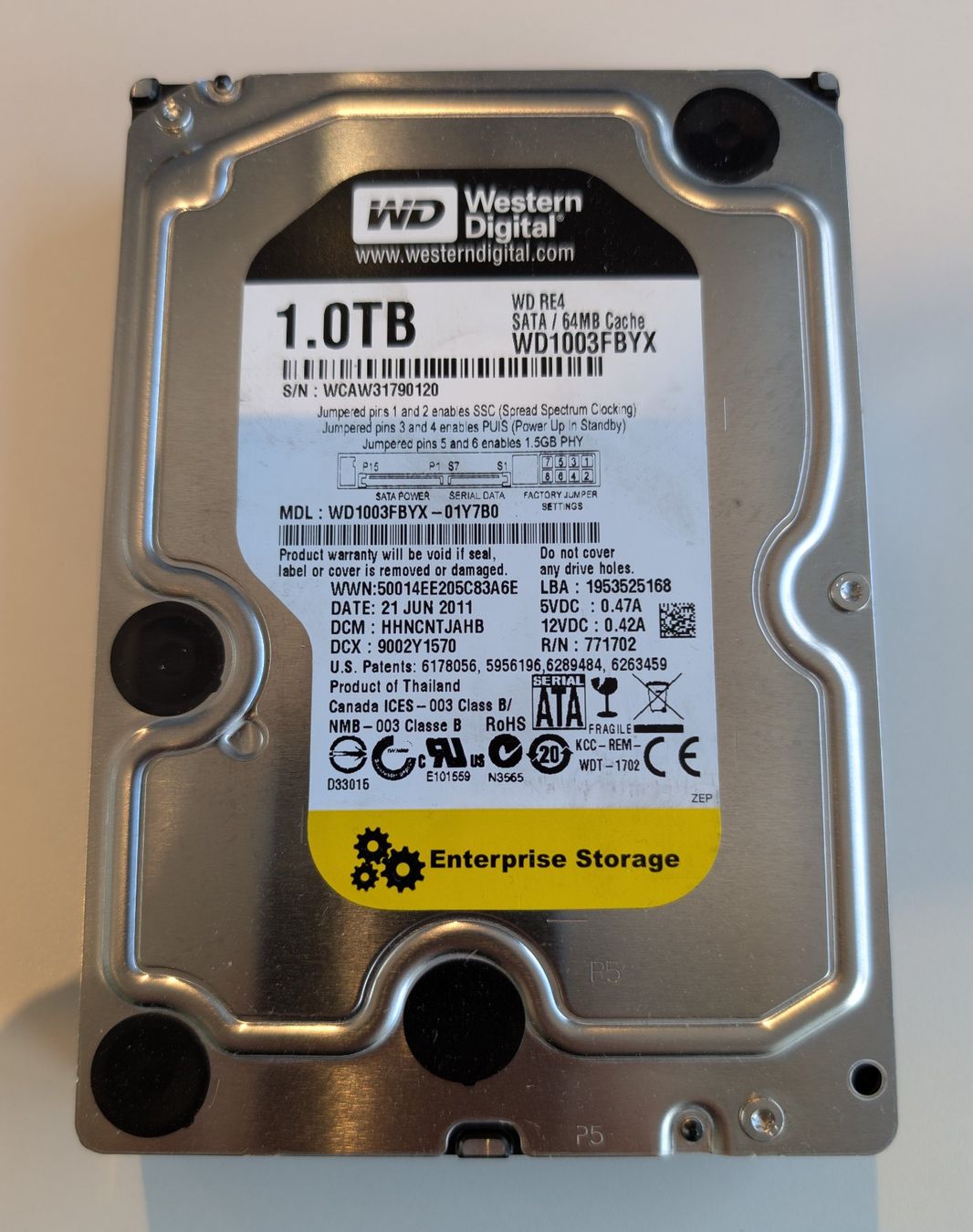 Western Digital Dischi rigidi: Western Digital RE4 1 TB – Usato da Dietlikon venduto da ComdatAG