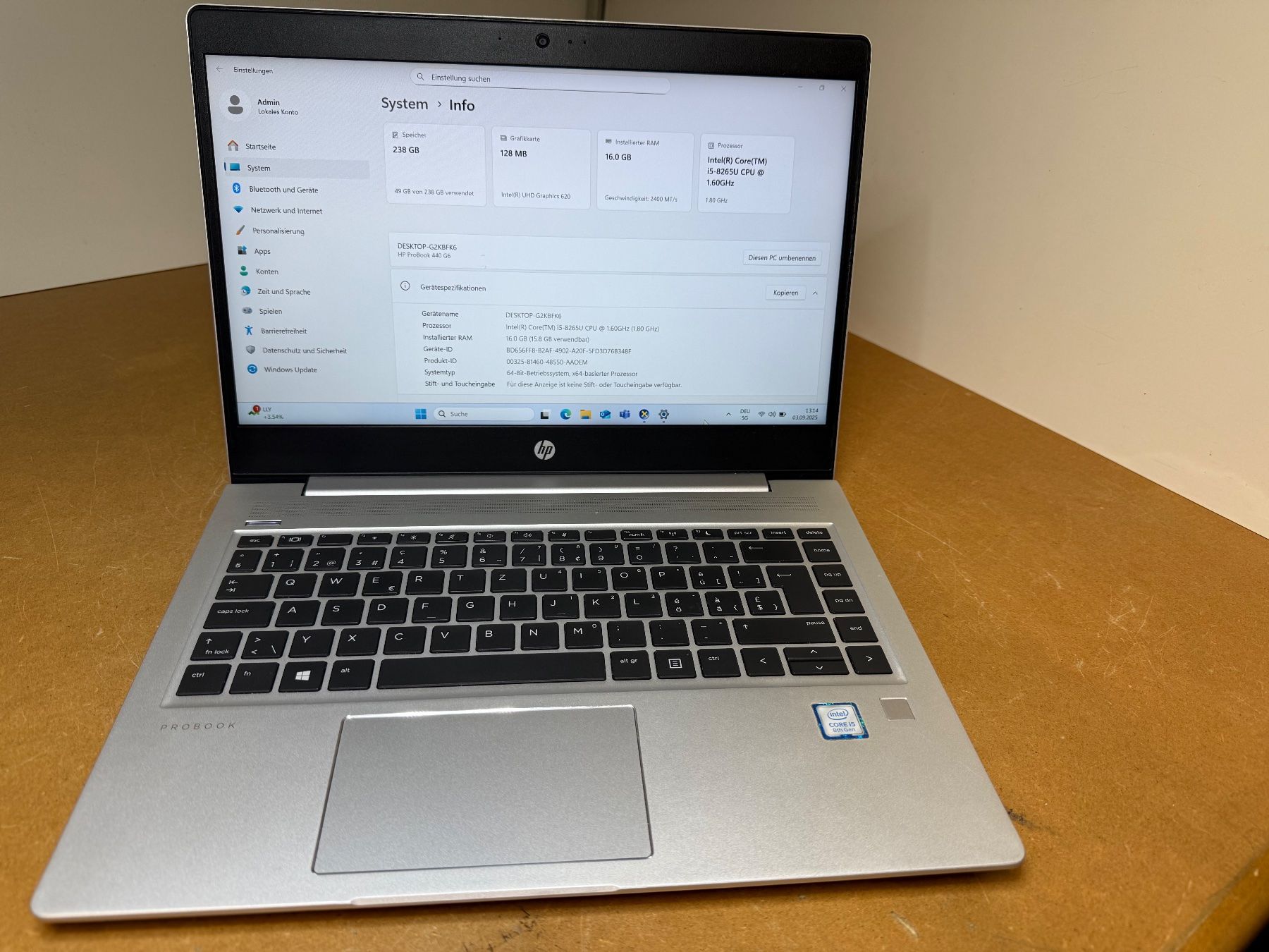 Hewlett Packard Notebook: HP ProBook 440 G6 14", Intel Core i5-8265U, 16 GB, 256 GB, – Usato da Zürich venduto da muha