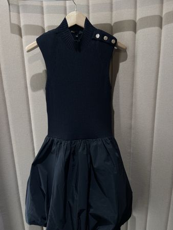 Maje Dress Black Sleeveless Knit Top Balloon Skirt Sz S