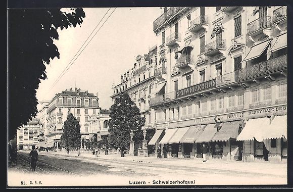 Cartoline postali: Luzern, Schweizerhofquai mit Hotel Schwe – Usato da Berlin venduto da bartko-reher