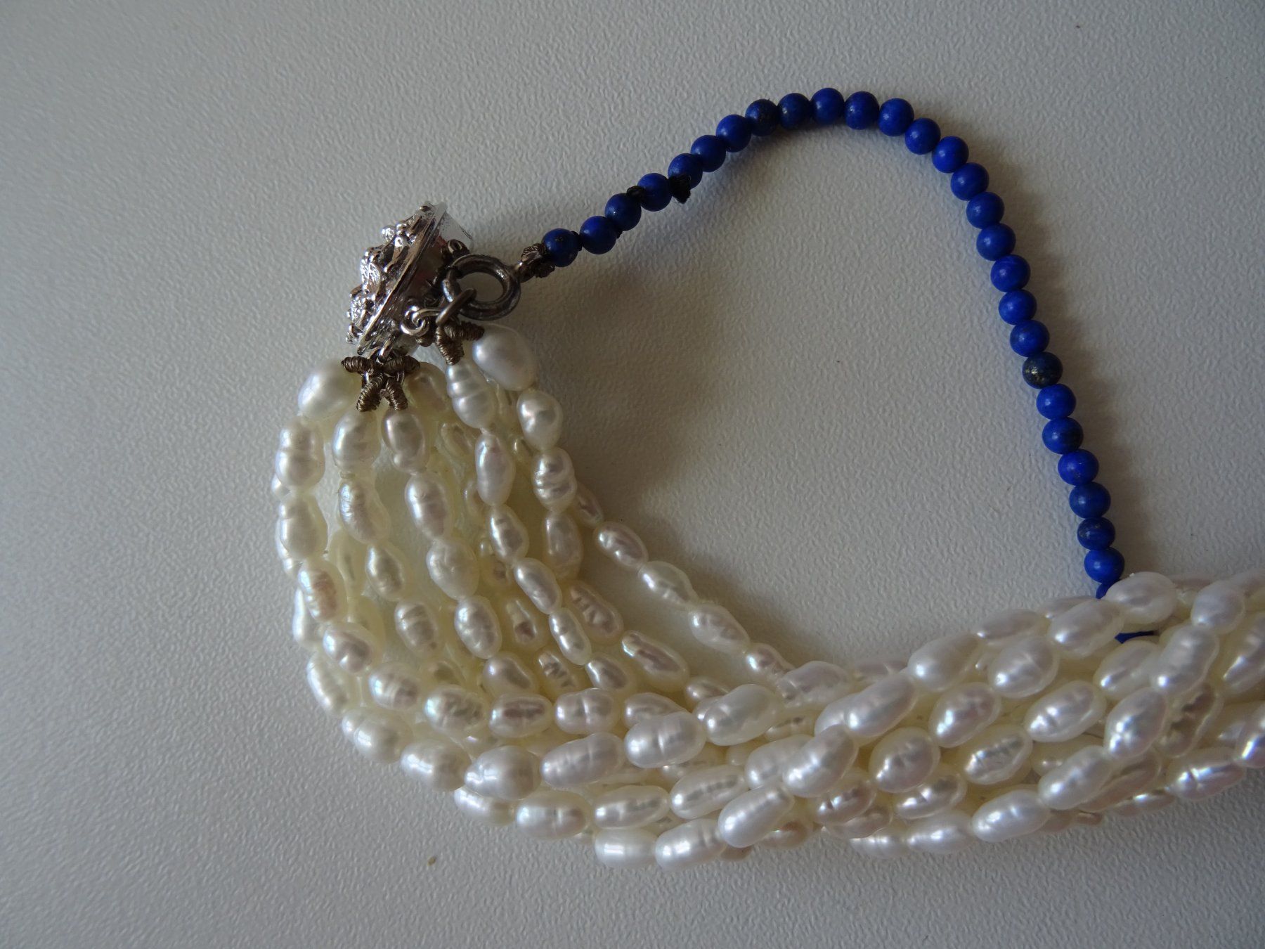 Perle (finte): Süsswasserperlenkette mit Lapis Lazuli – Usato da Lostorf venduto da jogging66 4