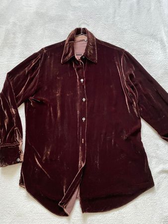 Chemisier vintage en velours marron foncé, taille 38/40