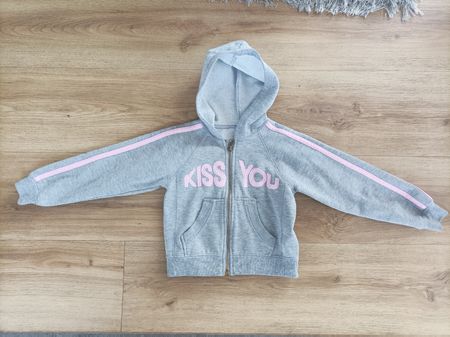 Mädchen Kapuzen-Jäckchen "grau-rosa" (Grösse 98)