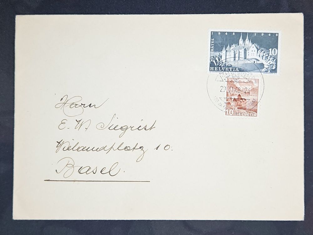 CL23 Enveloppe + Timbre Suisse 1948 (Gebraucht) in Cousset für CHF 1.1 ...