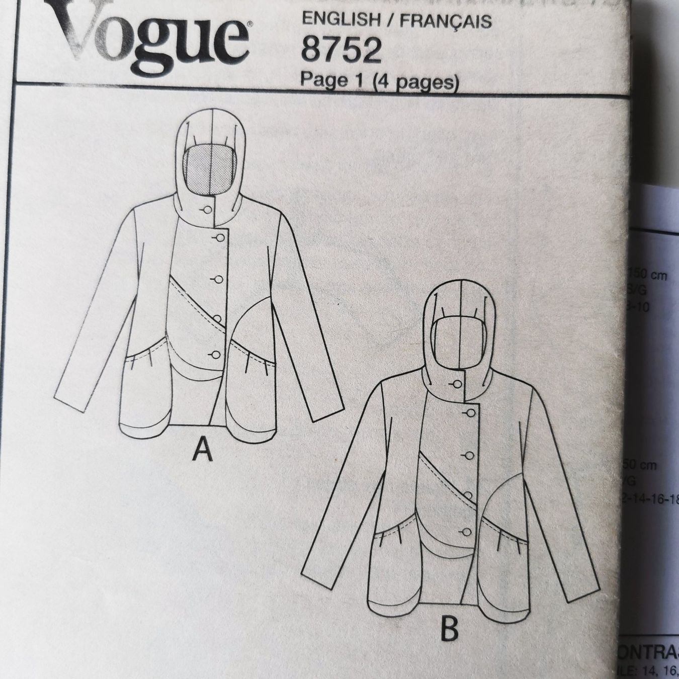 Cartamodelli: Schnittmuster Vogue 8752 – Nuovo (secondo la descrizione) da Hinterforst venduto da Jamila8 3