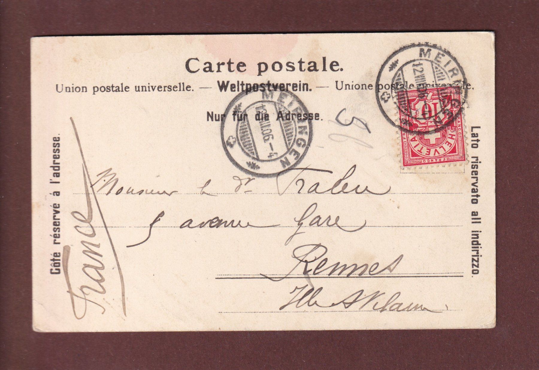 Cartoline postali: Meiringen - AARESCHLUCHT - 1906 – Usato da Pully venduto da nicecards 1