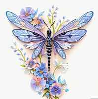 Kreuzstich-Sticken-Handarbeit-Geschenk- Libelle- 30x36cm