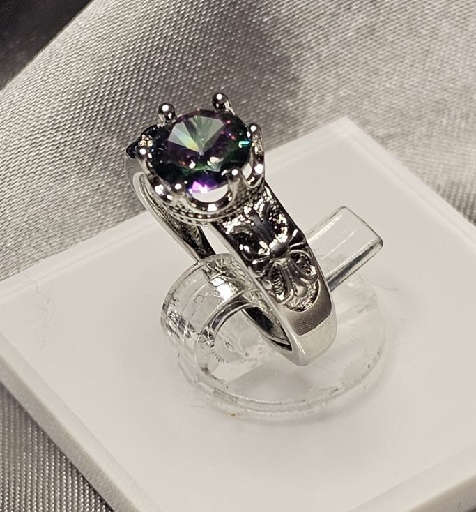 Anelli: Eleganter offener Ring mit mystischem Topas, 925 versilbert – Nuovo (secondo la descrizione) da Grenchen venduto da maretop 5