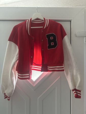 Giacca College vintage rossa e bianca - Taglia S/M 