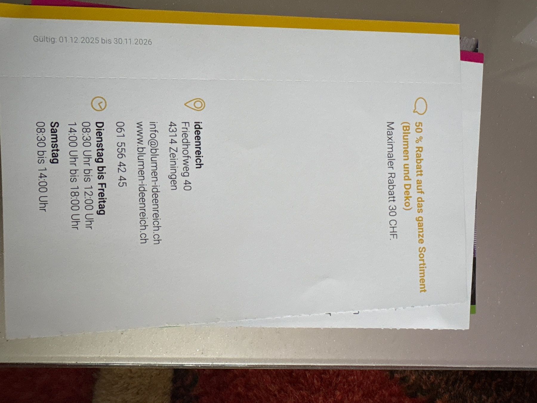 Gutscheine: Quatre bons à Zeiningen – Neu (gemäss Beschreibung) aus Düdingen von Yellow 4
