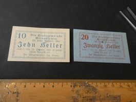 Oesterreich, Grieskirchen,  2 Notgeldscheine
