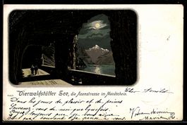 Lithographie Axenstrasse /Vierwaldstätter See, Die Axenstras